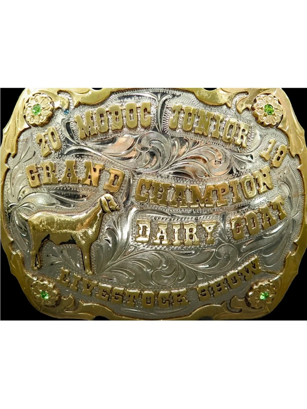 Gold and Silver Grand Champion Dairy Goat Award Belt Buckle Mollys Silver